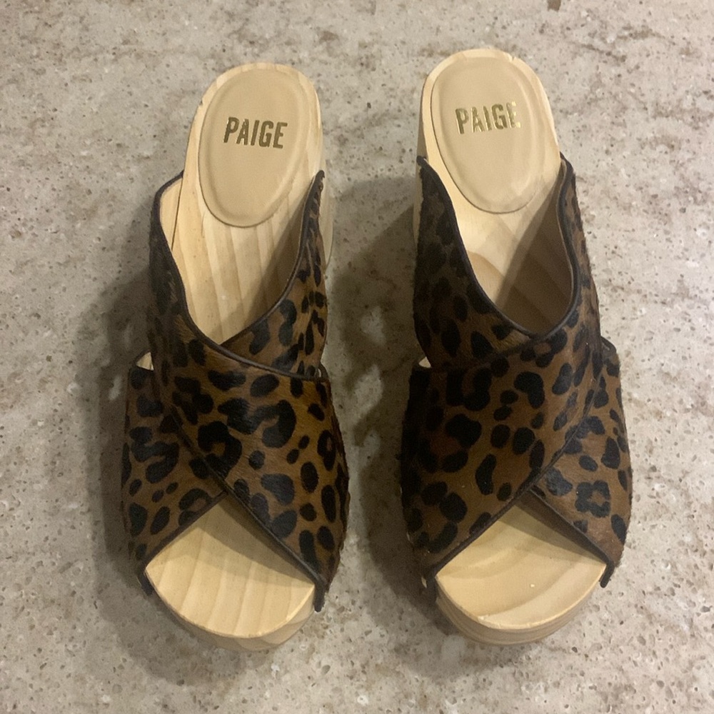 NWOT PAIGE Jules Crisscross Platform Real Calf Hair Sandals Size 8.5